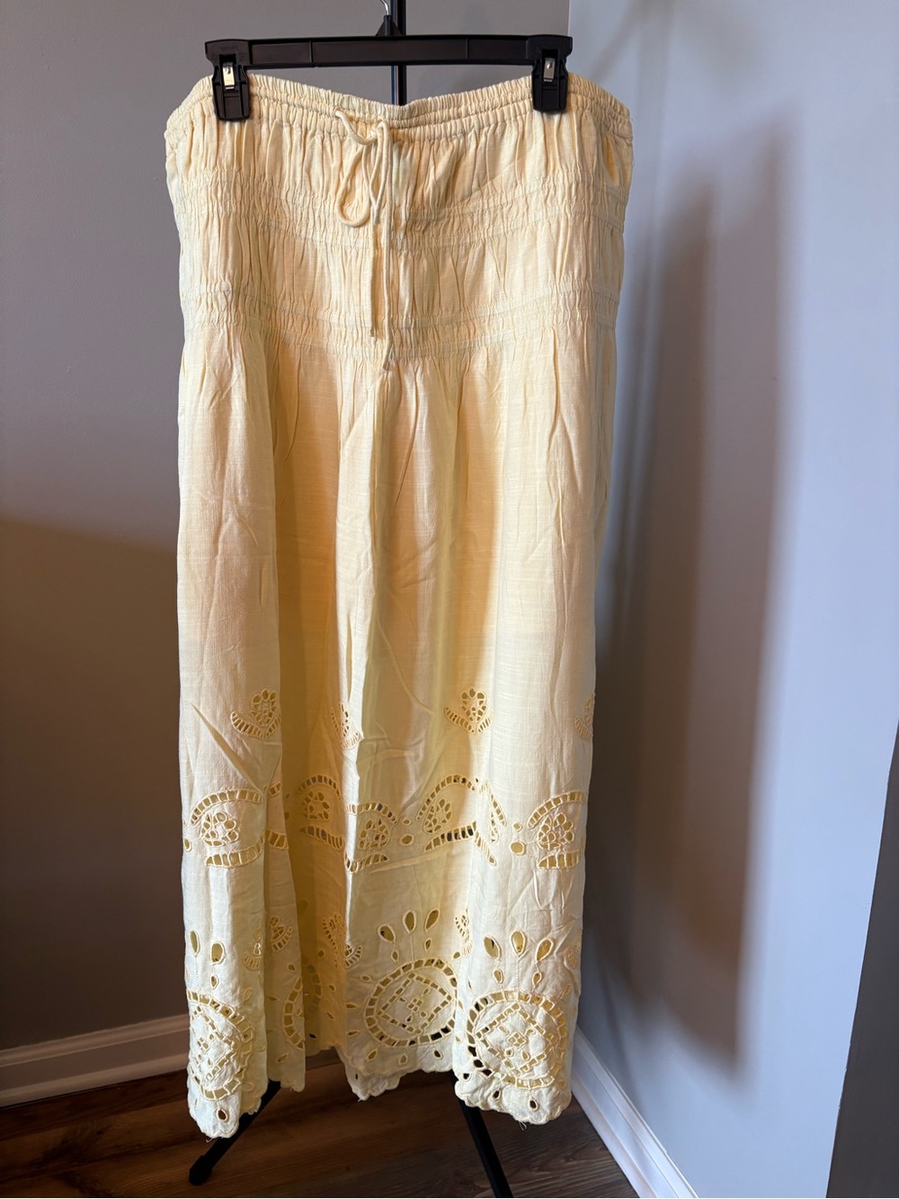 NWT Future Collective Women’s Yellow Eyelet Maxi Skirt